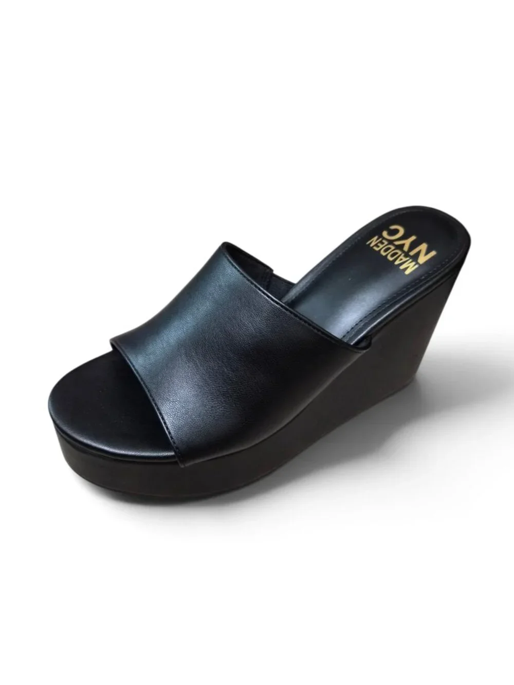NIB Madden NYC Womens Boho Platform Wedge Slip-On Sandals Size 6, 8, 9, 10 Black